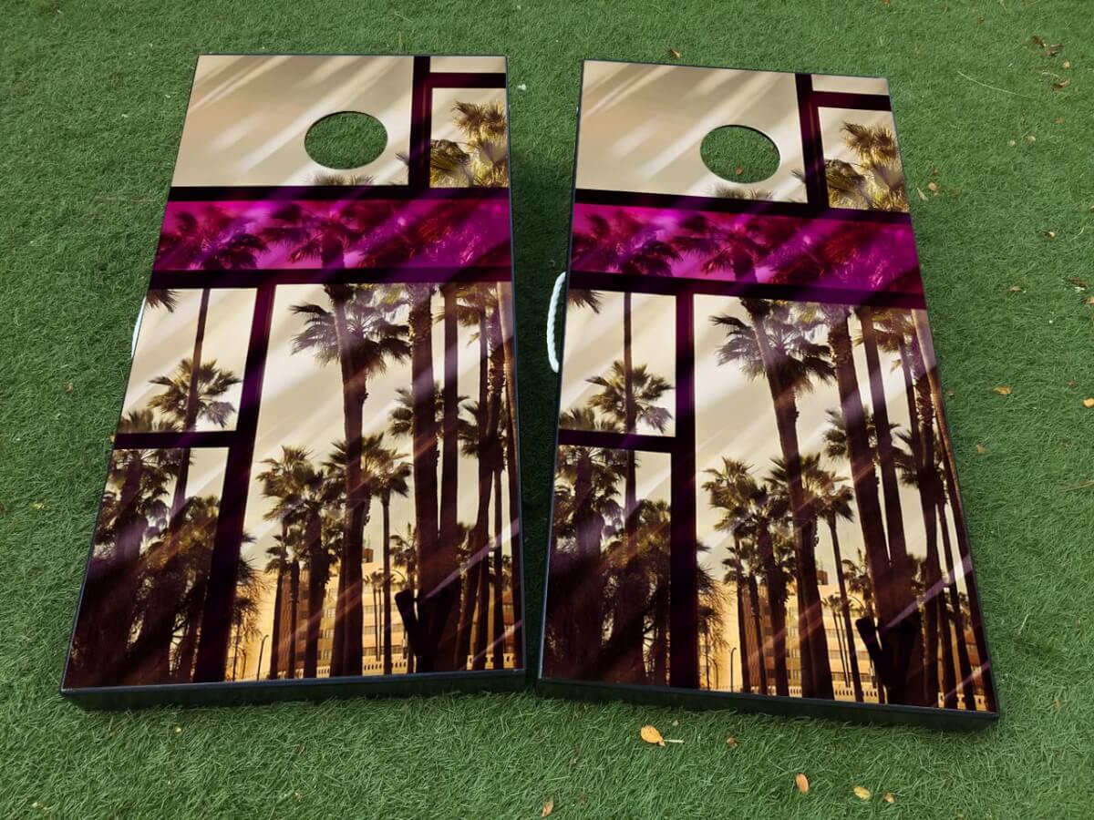 Decalcomania dell'autoadesivo del gioco da tavolo Miami Cornhole INVOLUCRO IN VINILE con LAMINATO
