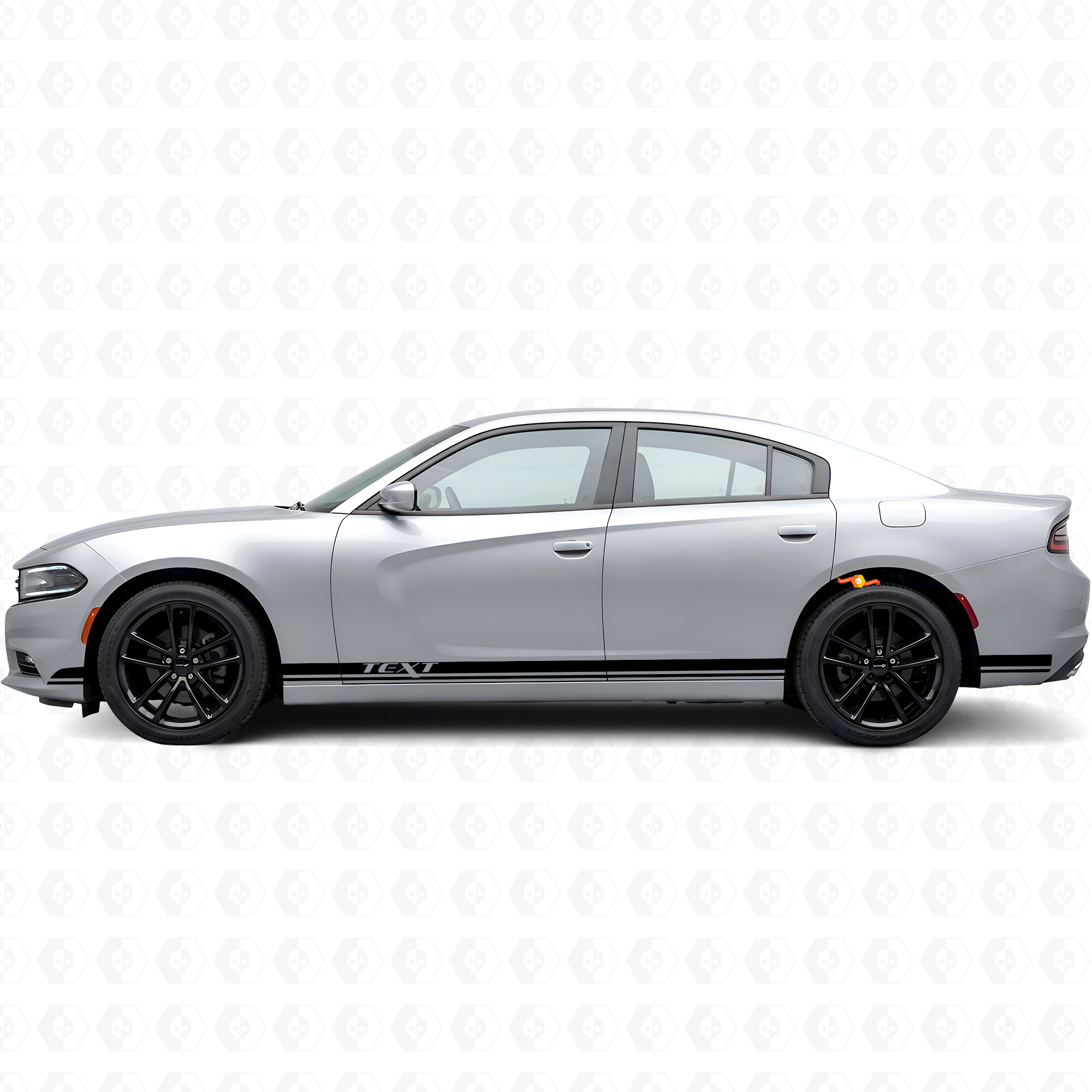 Adesivo Vinile Laterale con Strisce Doppie e Testo Personalizzato per Dodge Charger 2015-2026
