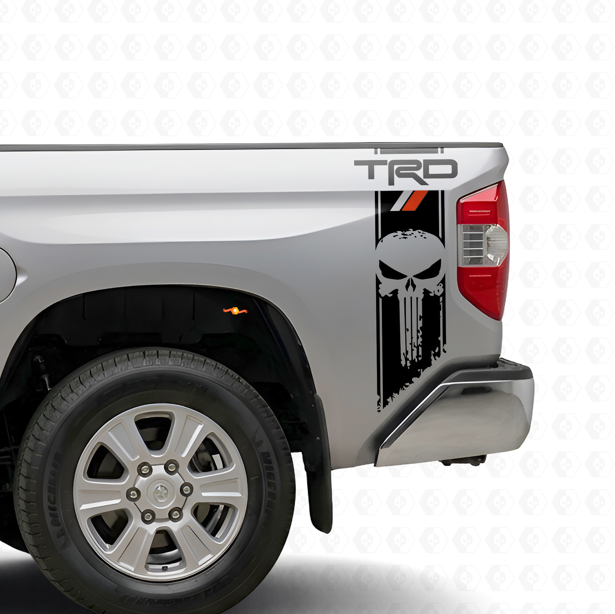 Adesivo in Vinile Strisce Teschio TRD Punisher per il Fianco Toyota Tundra