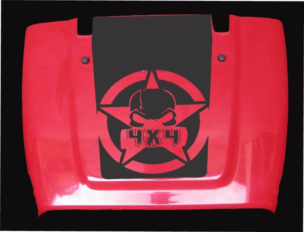 Adesivo in Vinile Maschera a Gas 4x4 per Cofano Jeep Wrangler LJ TJ JK JKU