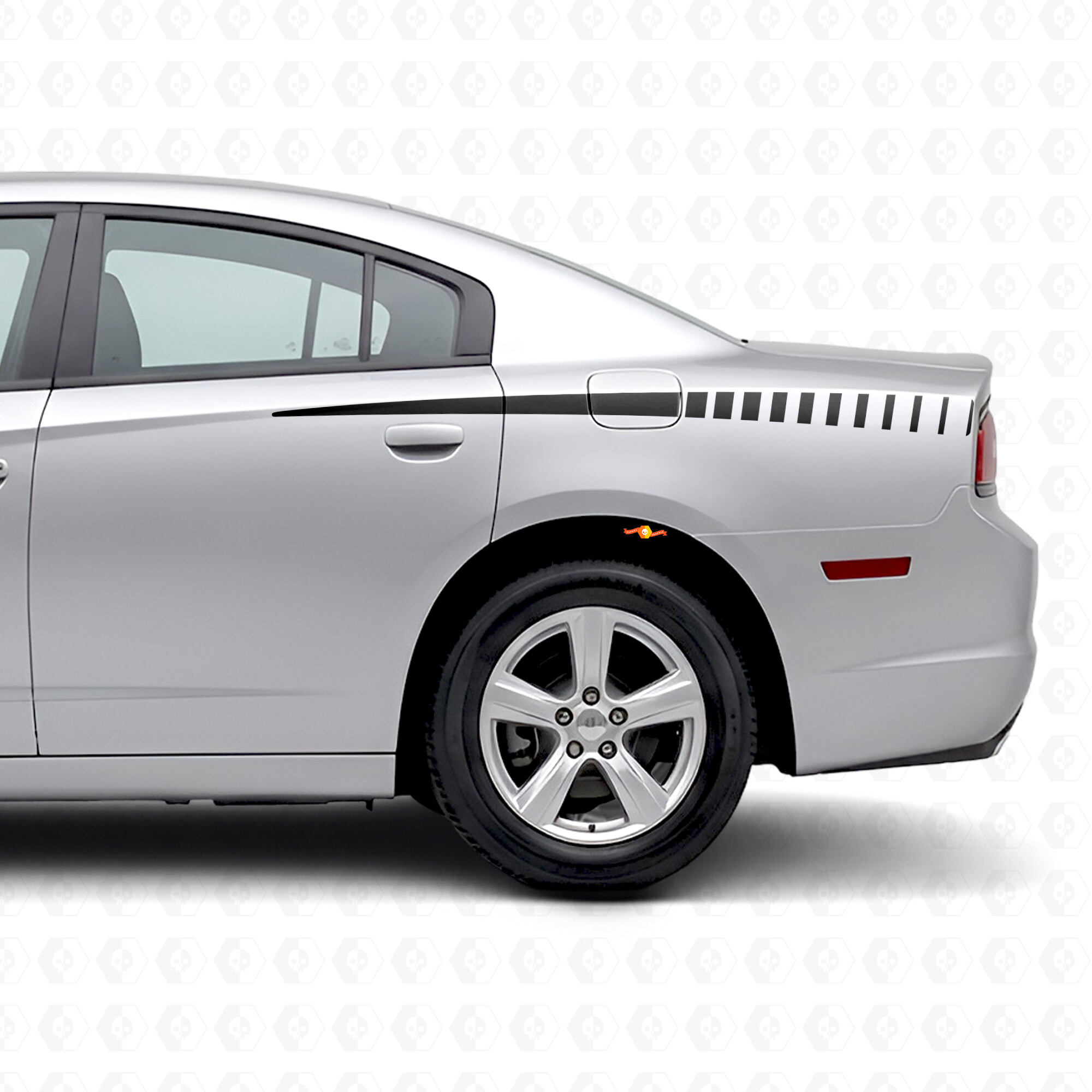 Adesivo in Vinile a Strisce Lampeggianti Coniche Laterali per Dodge Charger 2011-2014
