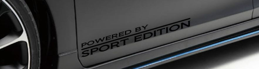 2 - POWERED BY SPORT EDITION Vinile gonna racing Decal porta logo adesivo NERO