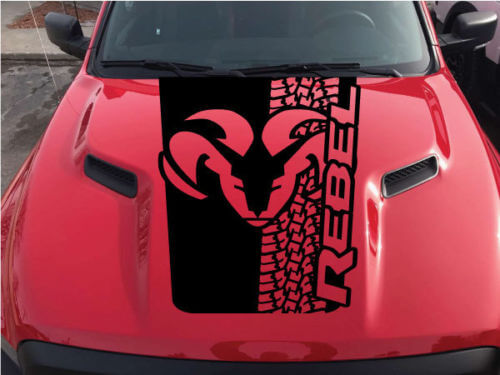 Adesivo in Vinile Logo Impronte di Pneumatici per Cofano Dodge Ram Rebel