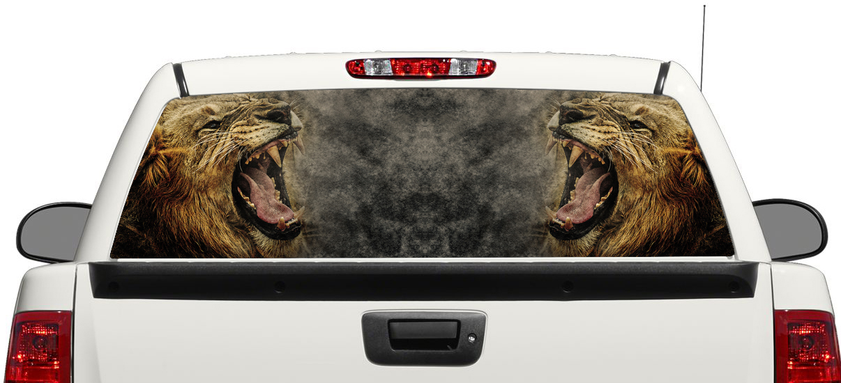 Lion Angry Wild Animal King logo Lunotto Posteriore Decal Sticker Pick-up Truck SUV Car 3
