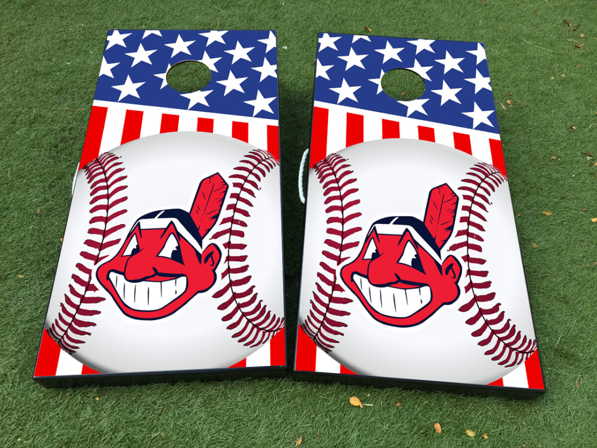 Set di Adesivi in Vinile per Tavola Cornhole Baseball Cleveland Indians
