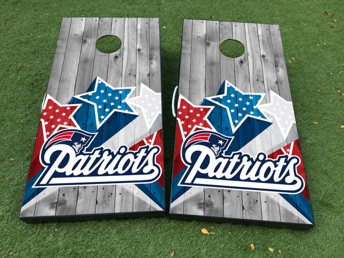 Set di Adesivi in Vinile per Tavola Cornhole Ispirata al Football dei Patriots