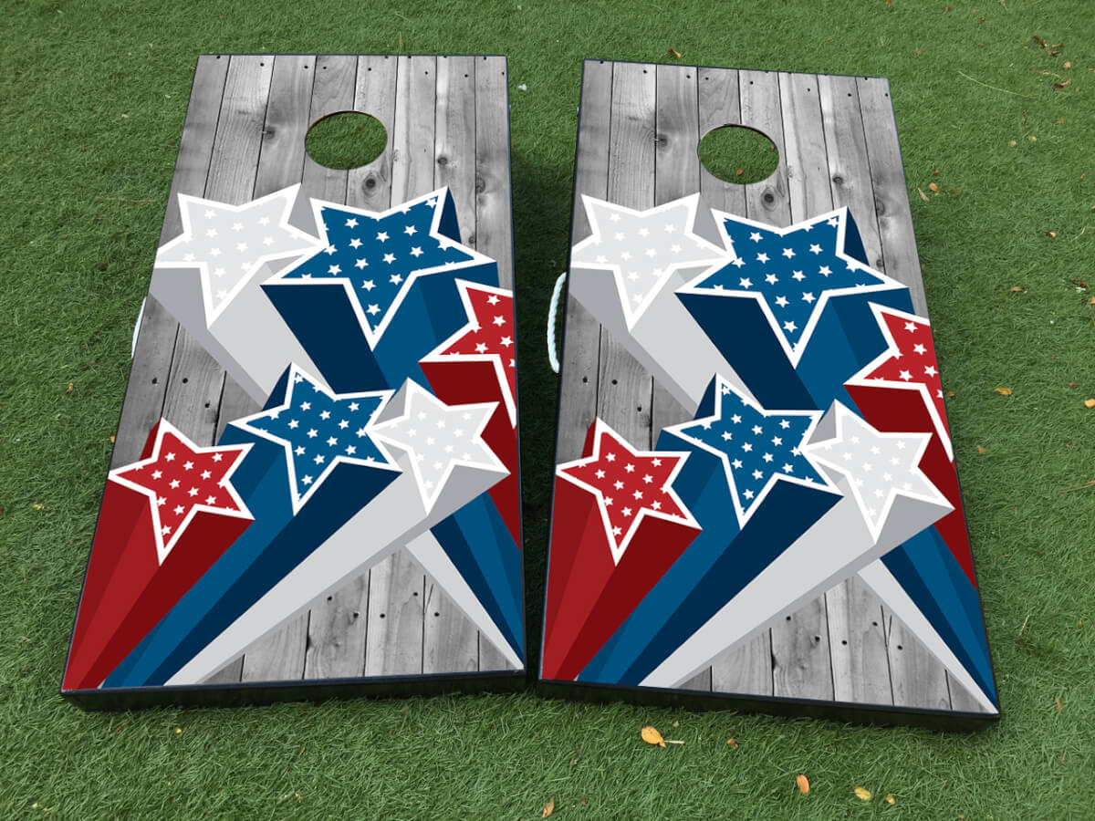 Set di Adesivi in Vinile per Tavola Cornhole con Stelle Patriottiche per il Giorno dell'Indipendenza