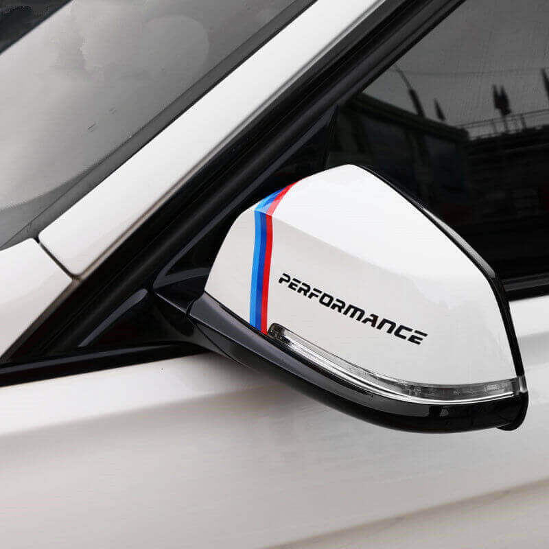 Adesivi vinilici per specchietti stile performance in 2 pezzi per BMW