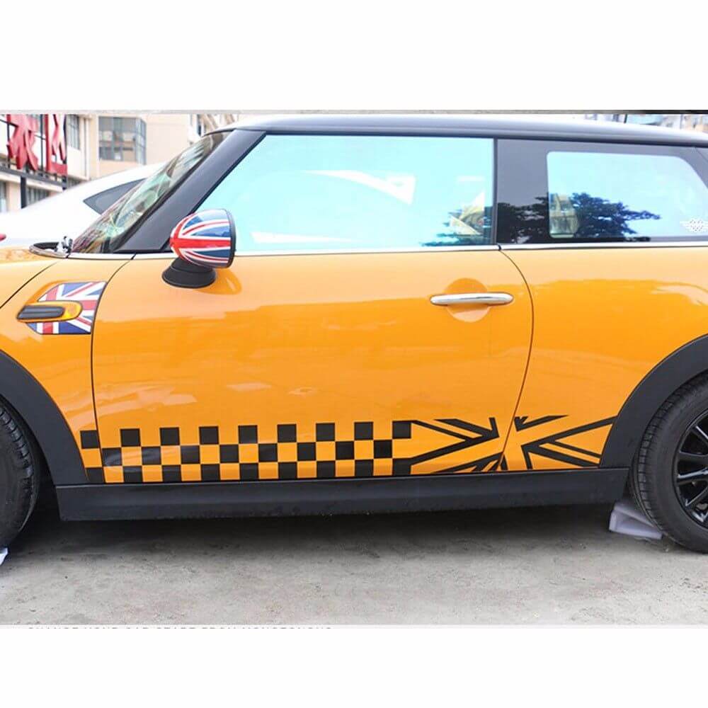 Adesivi con striscia a scacchi per minigonne laterali per MINI Cooper F56