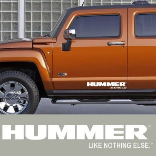 2X adesivo in vinile per fiancata HUMMER H3 H2 H1 con grafica logo emblema
