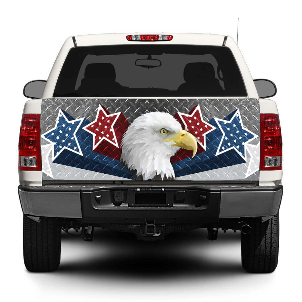 American Eagle USA Stelle Diamond Plate Adesivo Copriportellone per Pickup e SUV