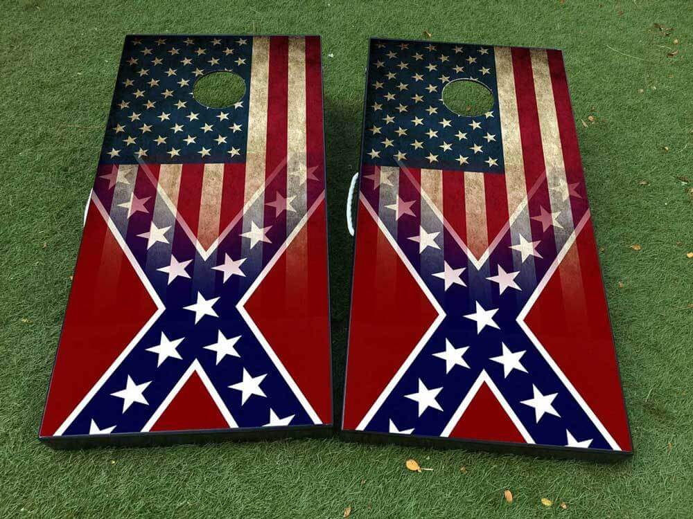 Set Adesivi Avvolgenti per Tavolo Cornhole Stile General Lee con Bandiera Americana