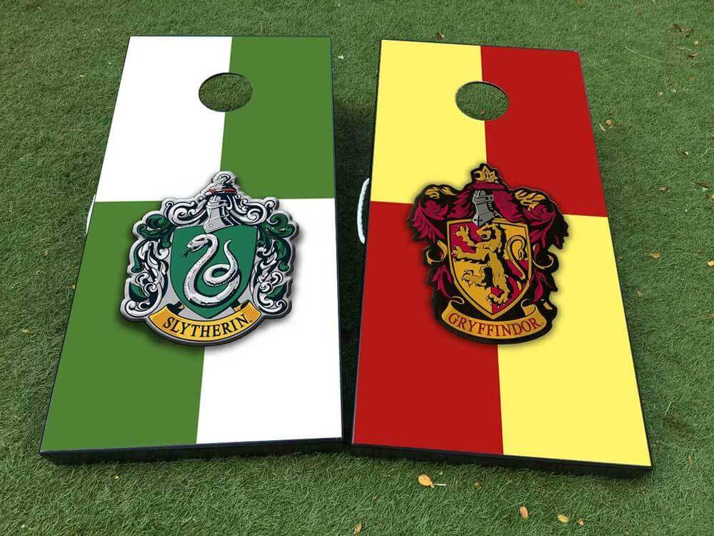 Set di adesivi in vinile per tavolo Cornhole Serpeverde e Grifondoro