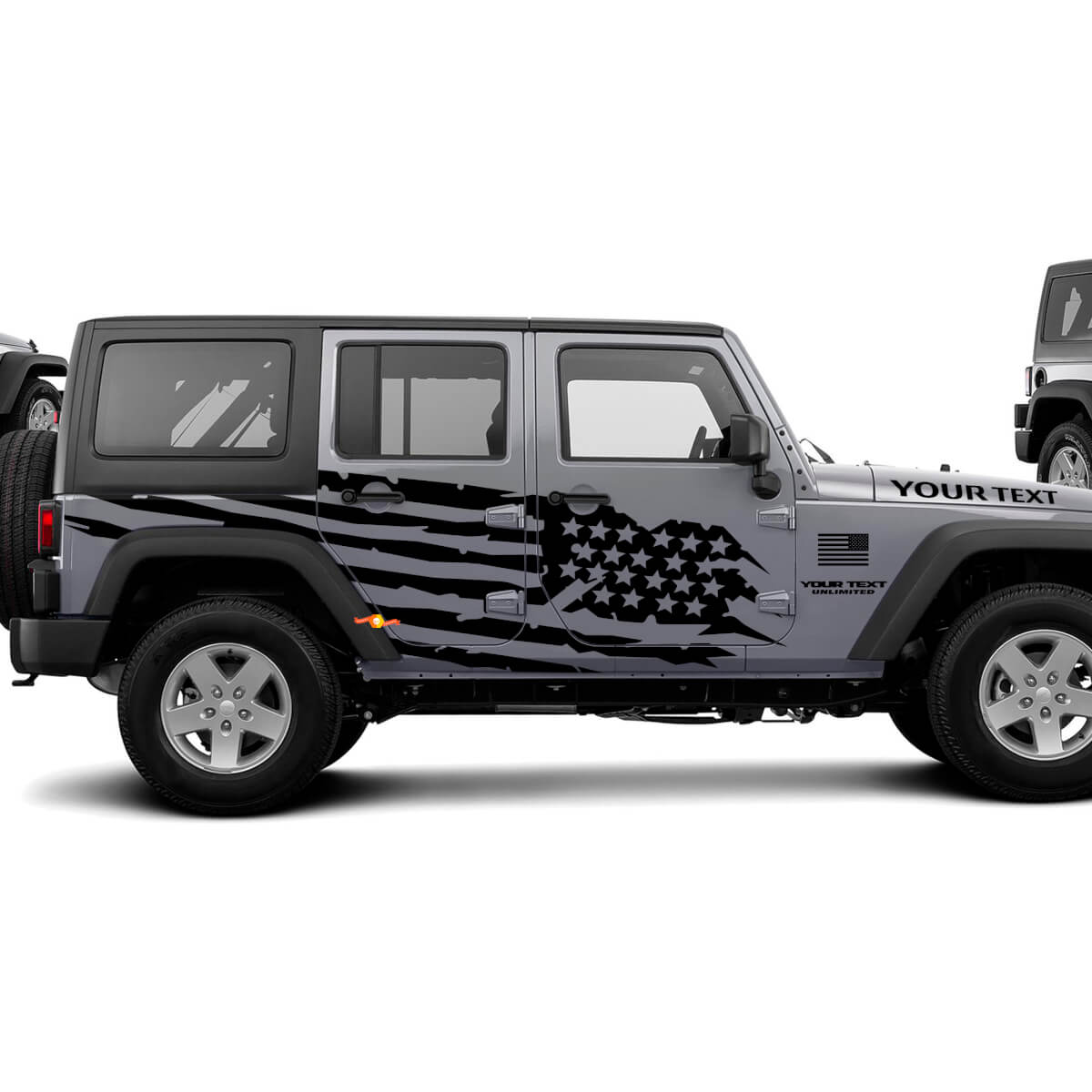 Adesivo in vinile con bandiera USA consumata per Jeep Wrangler Unlimited JK