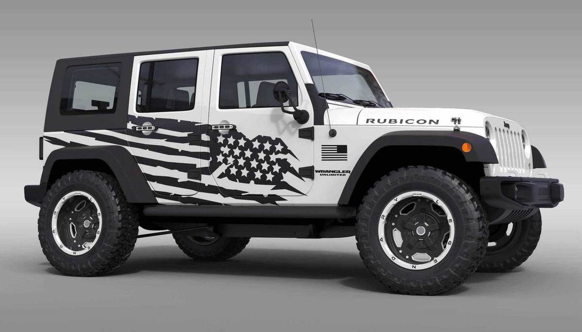US Bandiera tema Splash Stars Decalcomania grafica per 07-17 Jeep Wrangler Unlimited JK 4 porta