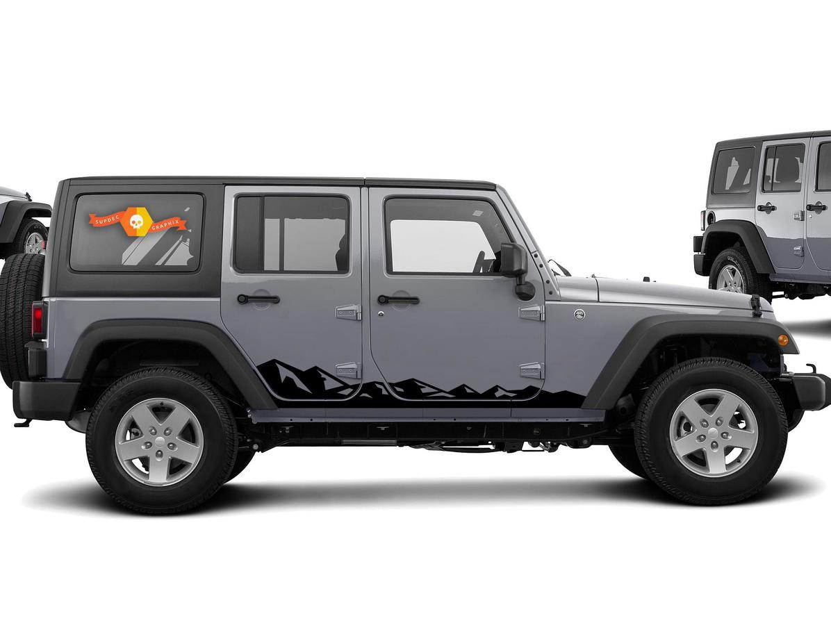 Jeep decal sticker rocker pannello montagne grafica porta laterale wrangler jk 4 porta