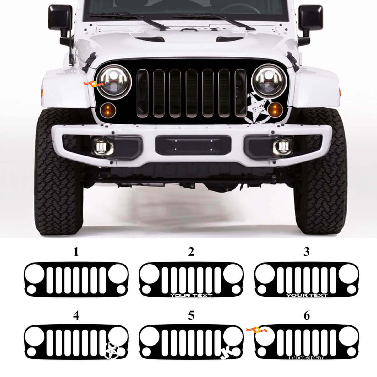 Adesivo in Vinile Nero per Mascherina Personalizzata Jeep Wrangler JK Rubicon