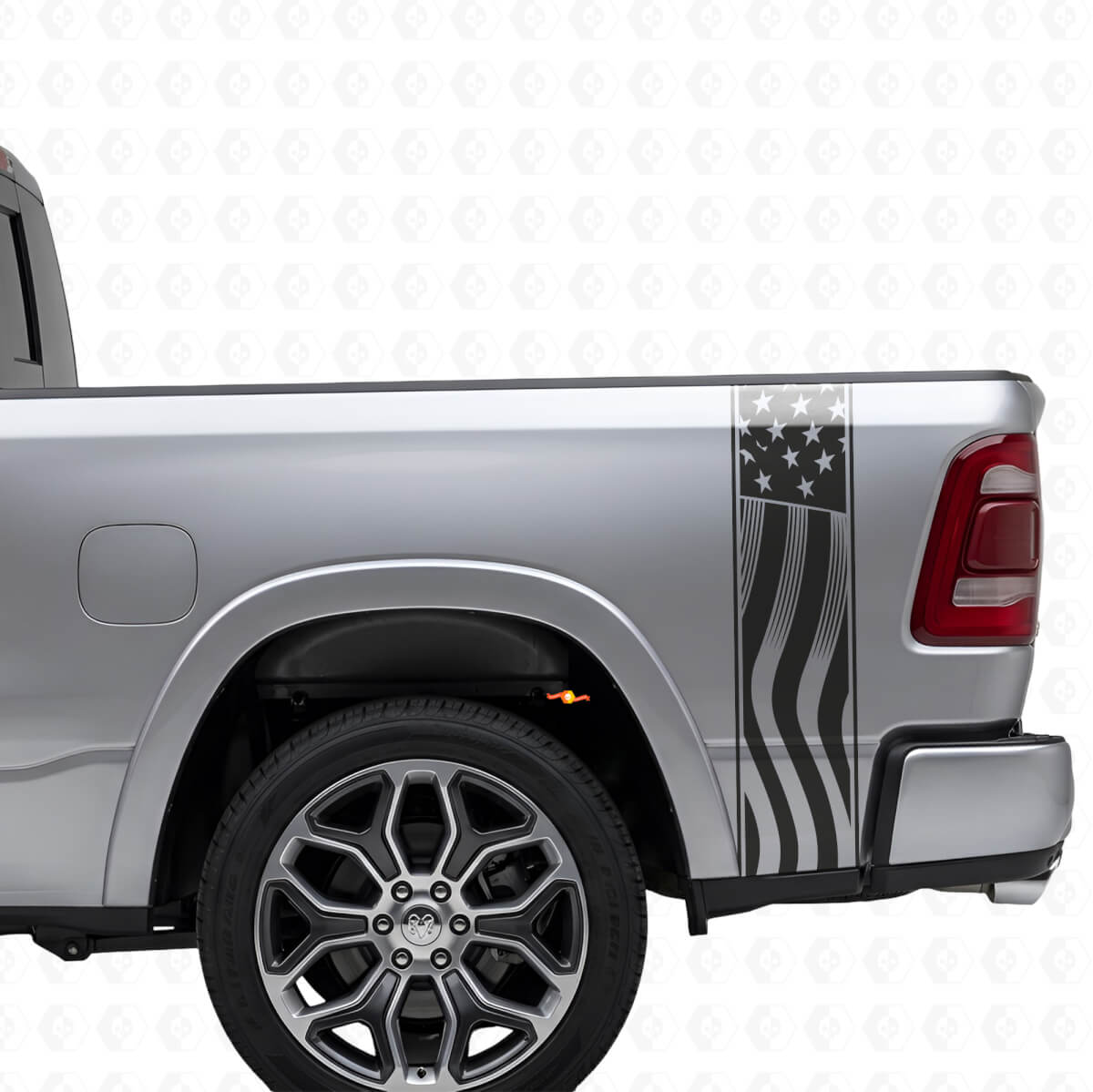 Set di Adesivi in Vinile con Strisce Laterali e Bandiera USA per Musclecar e camion