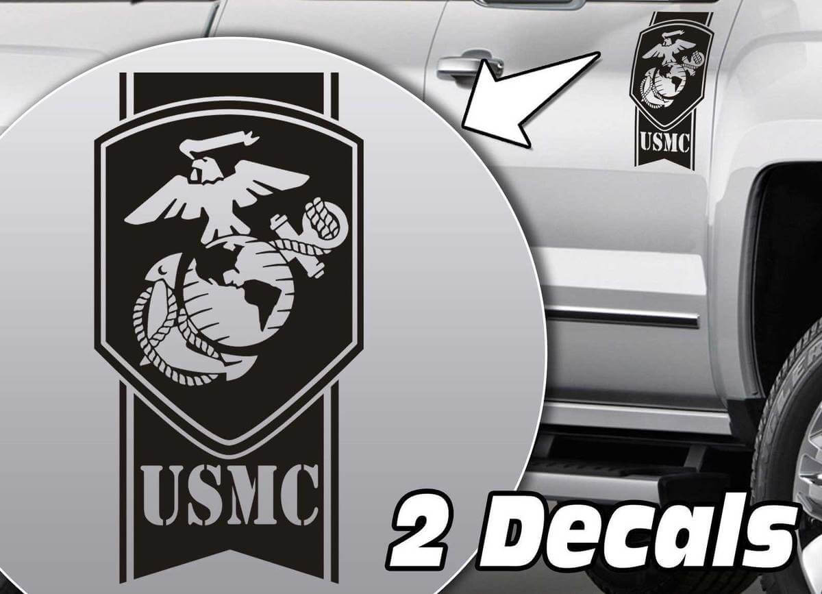 Set Adesivi in Vinile per Sponde del Cassone di Pickup Stile USMC Aquila Mondo Ancora