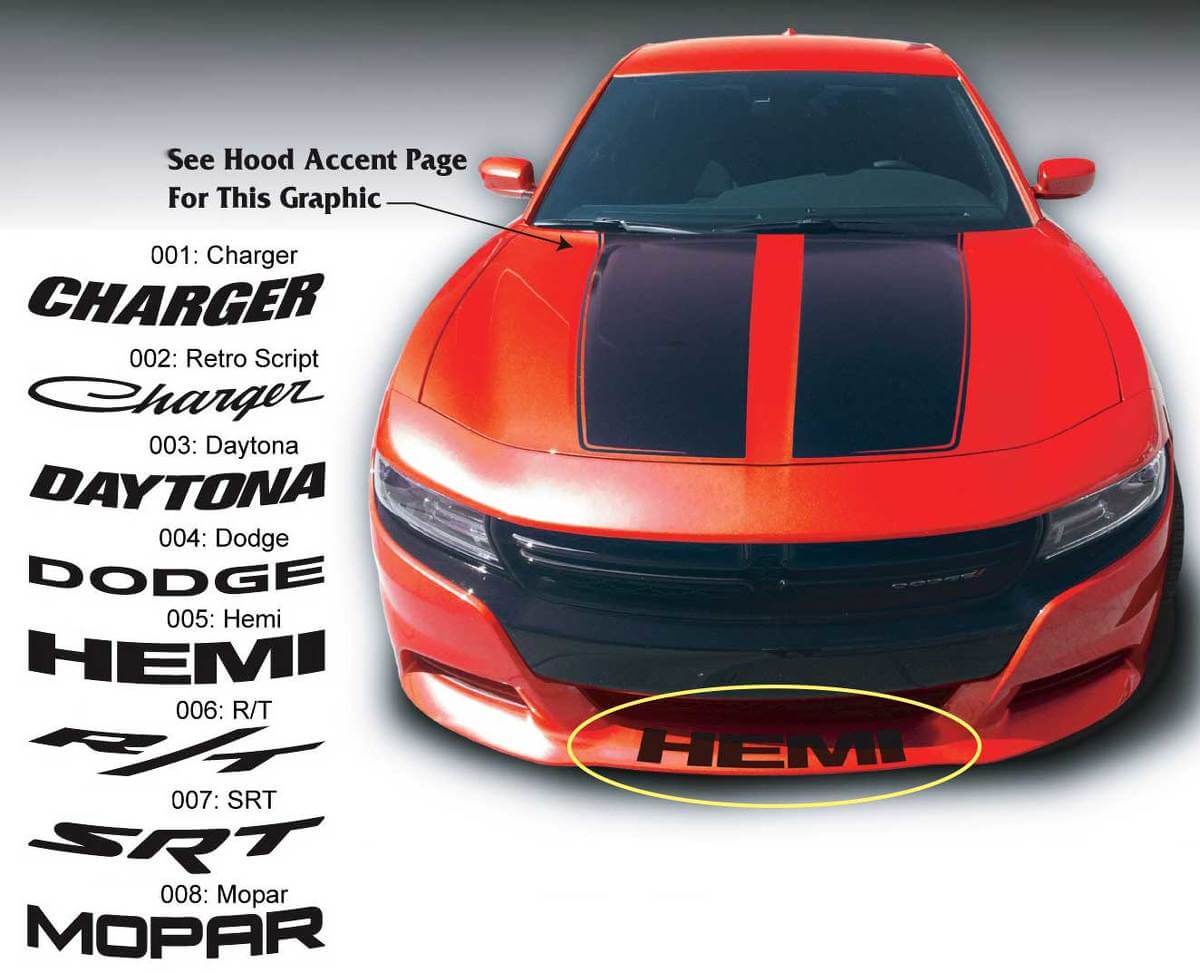 Adesivo Vinil Personalizzato per Spoiler Anteriore per Dodge Charger Daytona 2015-2016