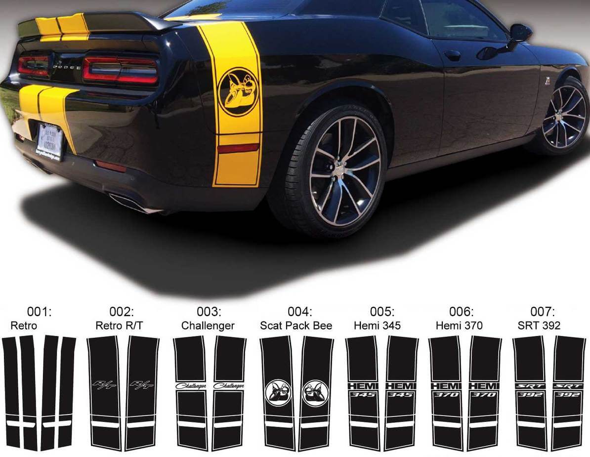Kit di decalcomanie in vinile per fascia posteriore Super Bee per Dodge Challenger 2015