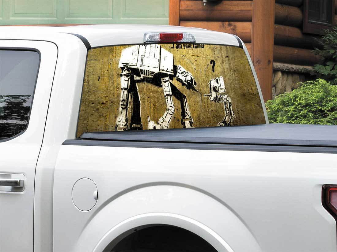 Adesivo Divertente in Vinile per Finestrino Posteriore AT-AT & AT-ST per Camion SUV Auto