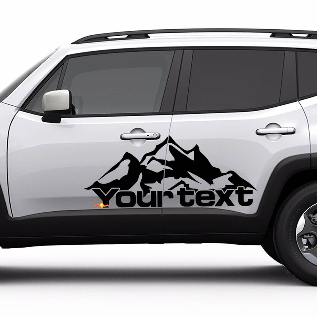 Adesivo in Vinile con Scritta in Stile Montagna per Portiera Jeep Renegade