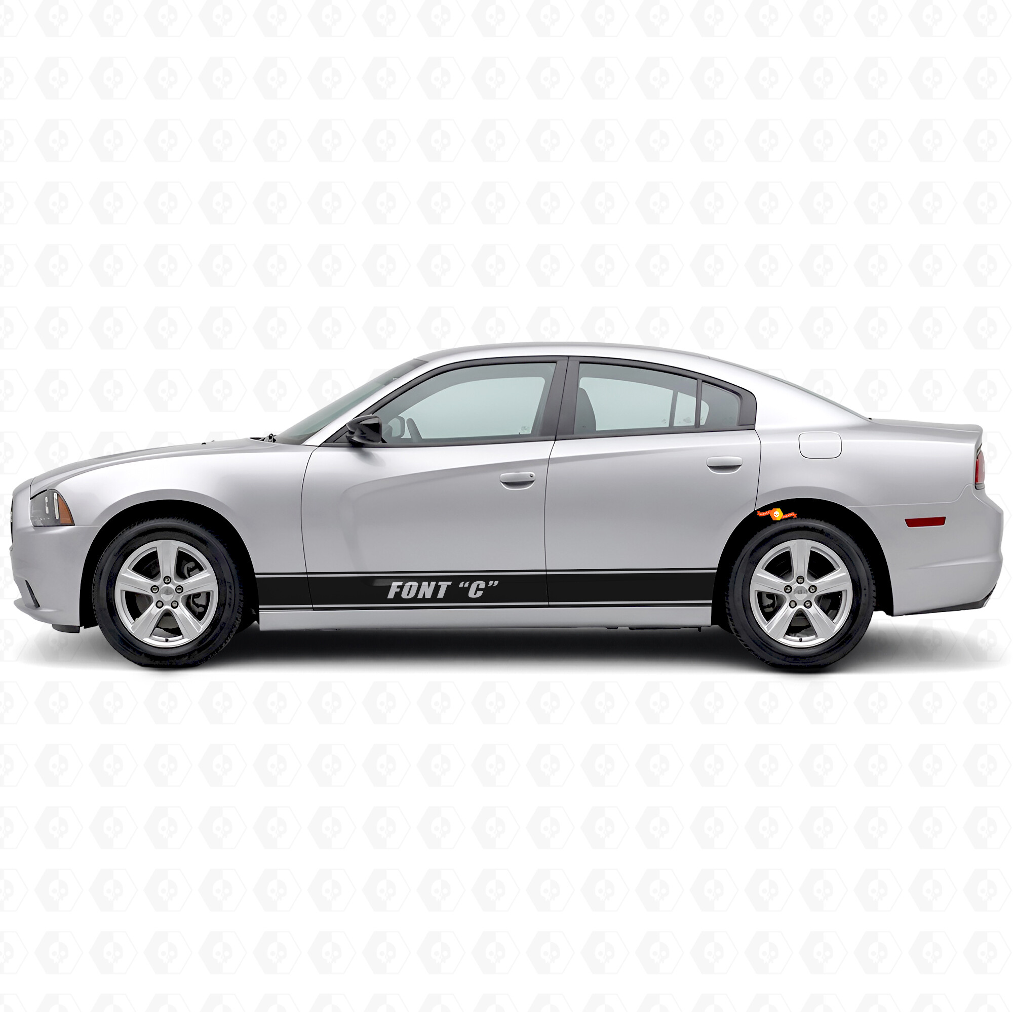 Adesivo in vinile a strisce sagomate personalizzate per modanature sottoscocca Dodge Charger