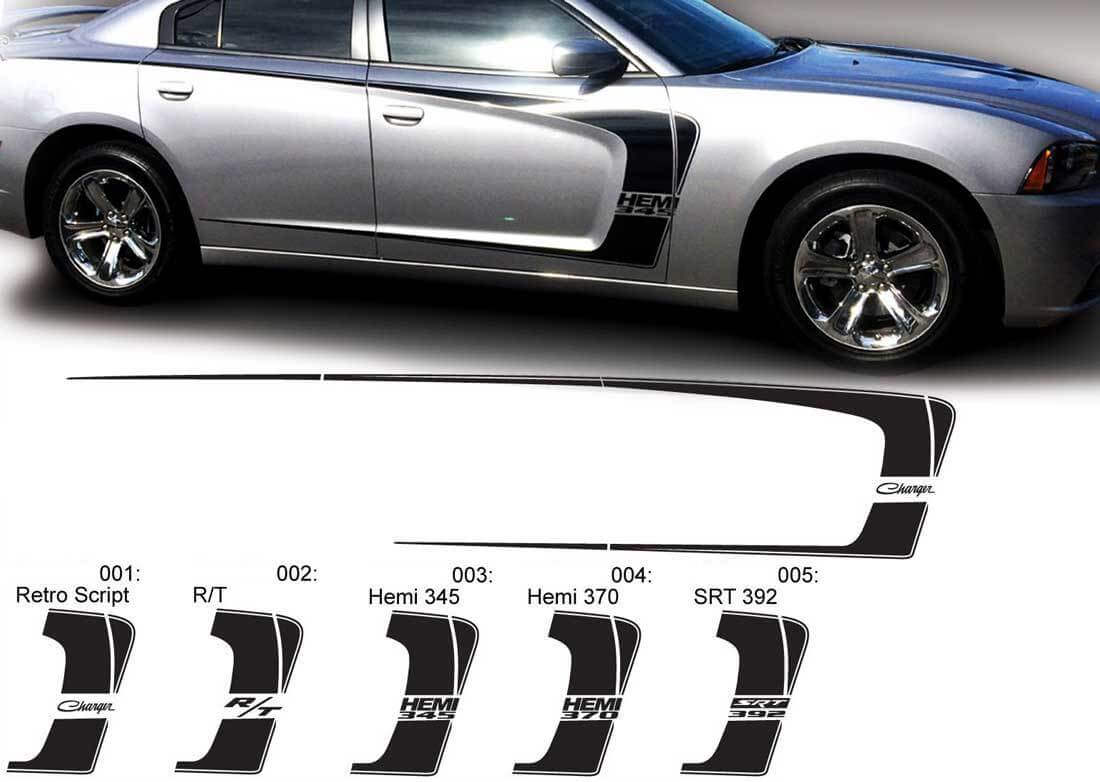 Dodge Charger C Stripe Hemi RT 345 370 392 Decal Sticker Kit grafico completo adatto ai modelli 2011-2014