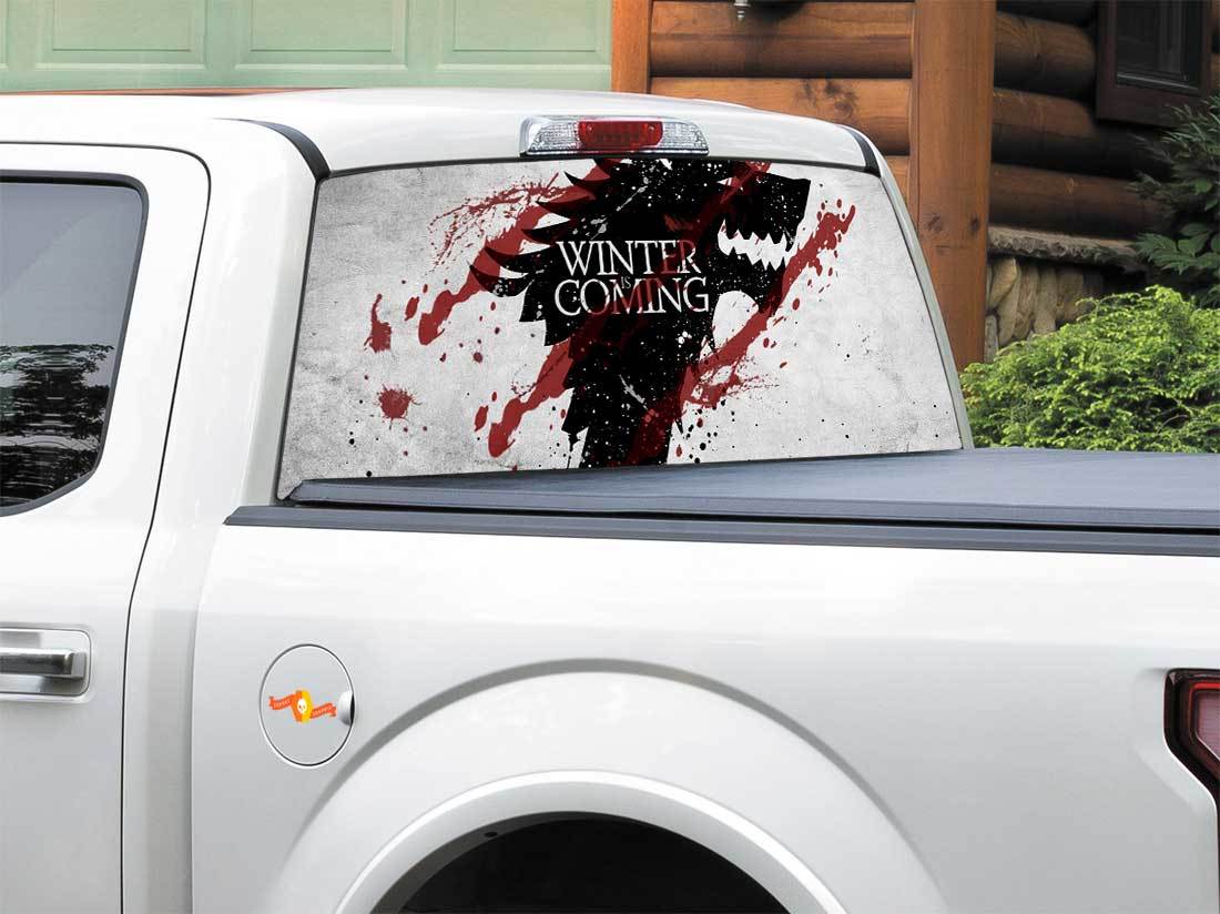 L'inverno sta arrivando House Stark TV Show Game Of Thrones Adesivo per finestrino posteriore Pick-up Truck SUV Auto di qualsiasi dimensione