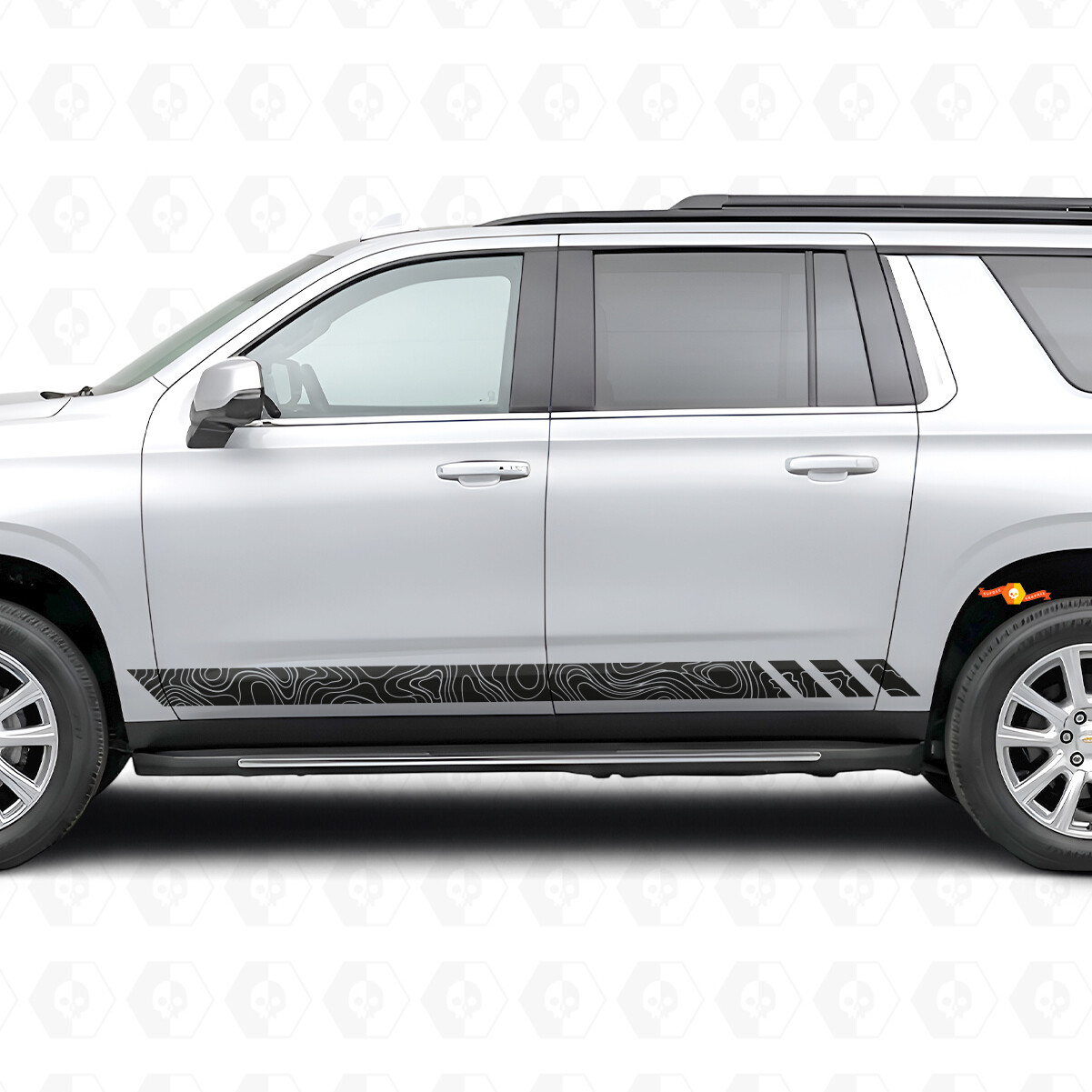Strisce in Vinile Topografiche per Porte e Minigonne per Chevrolet Suburban T1XX 2021-2024