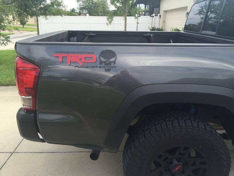 Kit di Adesivi in Vinile per Sponda Letto Edizione TRD Punisher per Camion Toyota