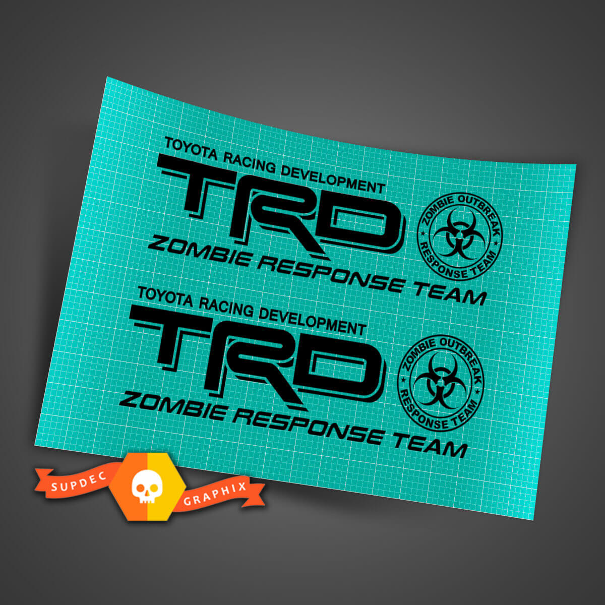 Adesivi per pianale stile TRD Zombie Response Team Coppia per camion Toyota