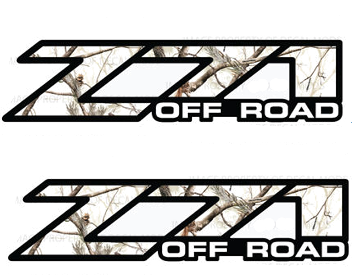 2 Chevy Silverado Z71 Off Road Decalcomanie Realtree APS Snow Camo Adesivi 1500