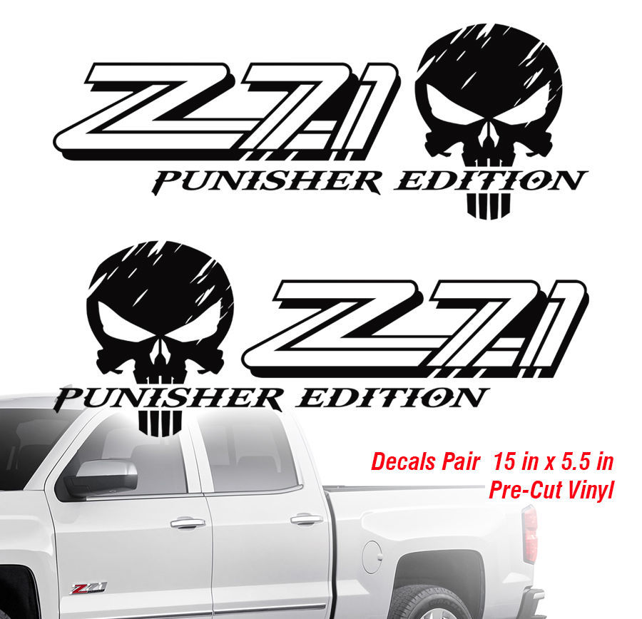 2 Chevy Z71 Punisher 4x4 Off Road Truck Silverado Chevrolet Decals Decal