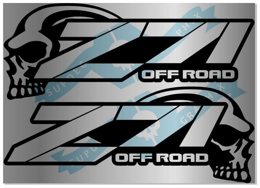 2 X Chevy SKULL Z71 4x4 OFF ROAD Decal Silverado Adesivo in vinile
