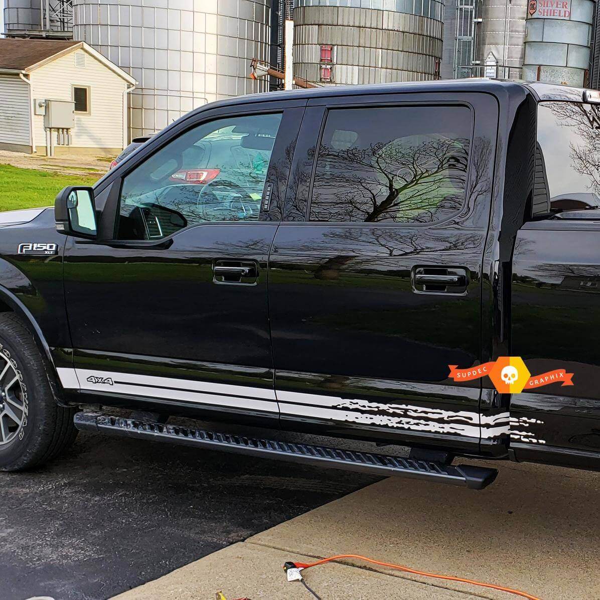 Adesivi in vinile a strisce laterali effetto usurato per Ford F-150 2015-2020