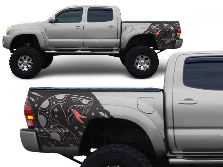 Toyota Tacoma TRD 4 x 4 bed SNAKE Custom Quarter Side Graphic adesivi per decalcomanie per modelli 2005-2018