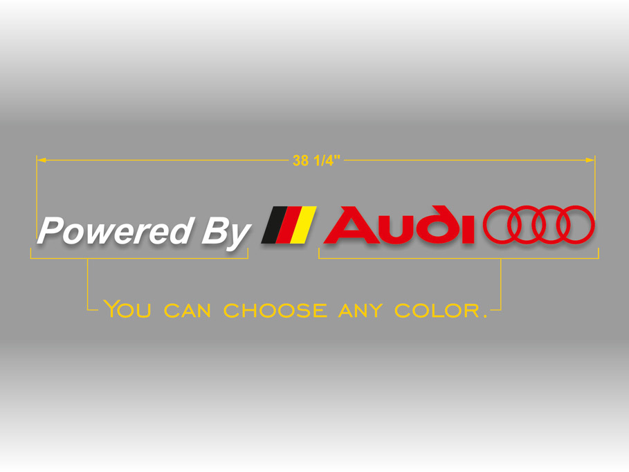 Audi powered by logo con striscione adesivo in vinile per parabrezza con bandiera tedesca