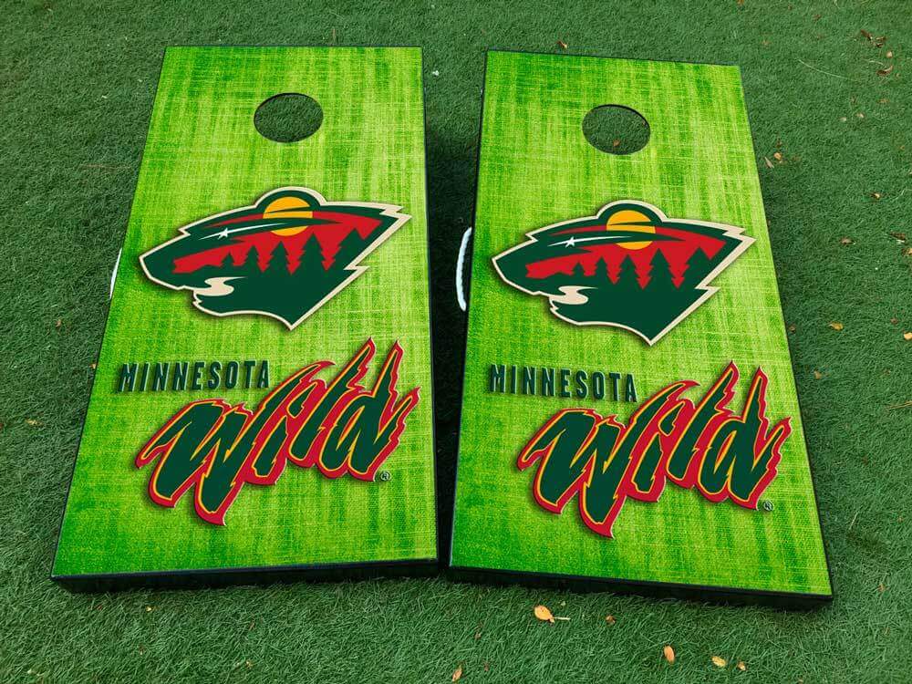 Set di Adesivi in Vinile per Tavola Cornhole Hockey Minnesota Wild