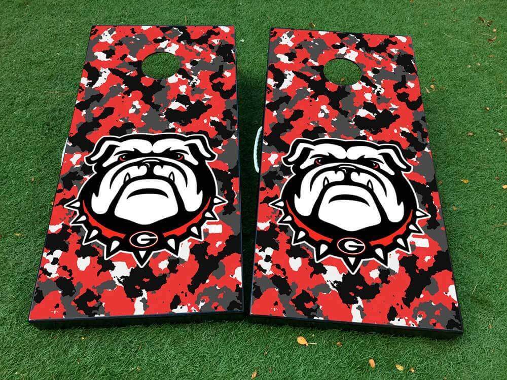 Adesivi in Vinile per Cornhole in Stile Football Georgia Bulldogs