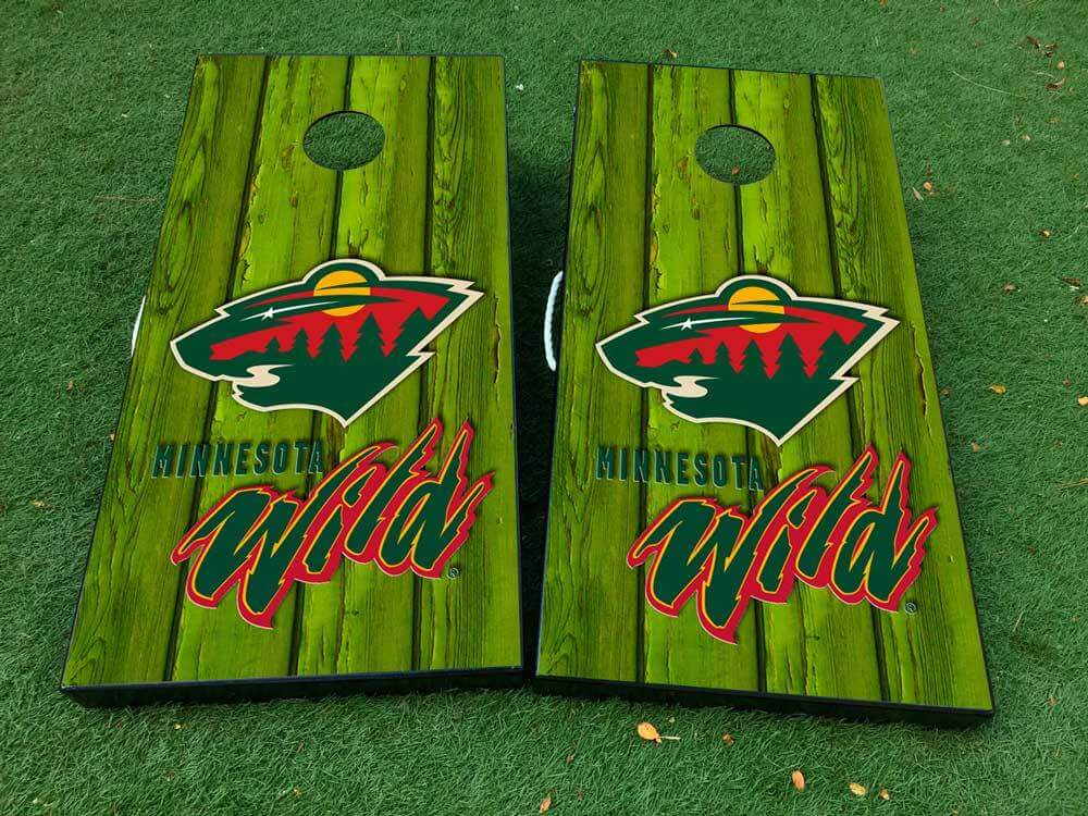Set di Adesivi in Vinile per Tavola Cornhole Hockey Minnesota Wild