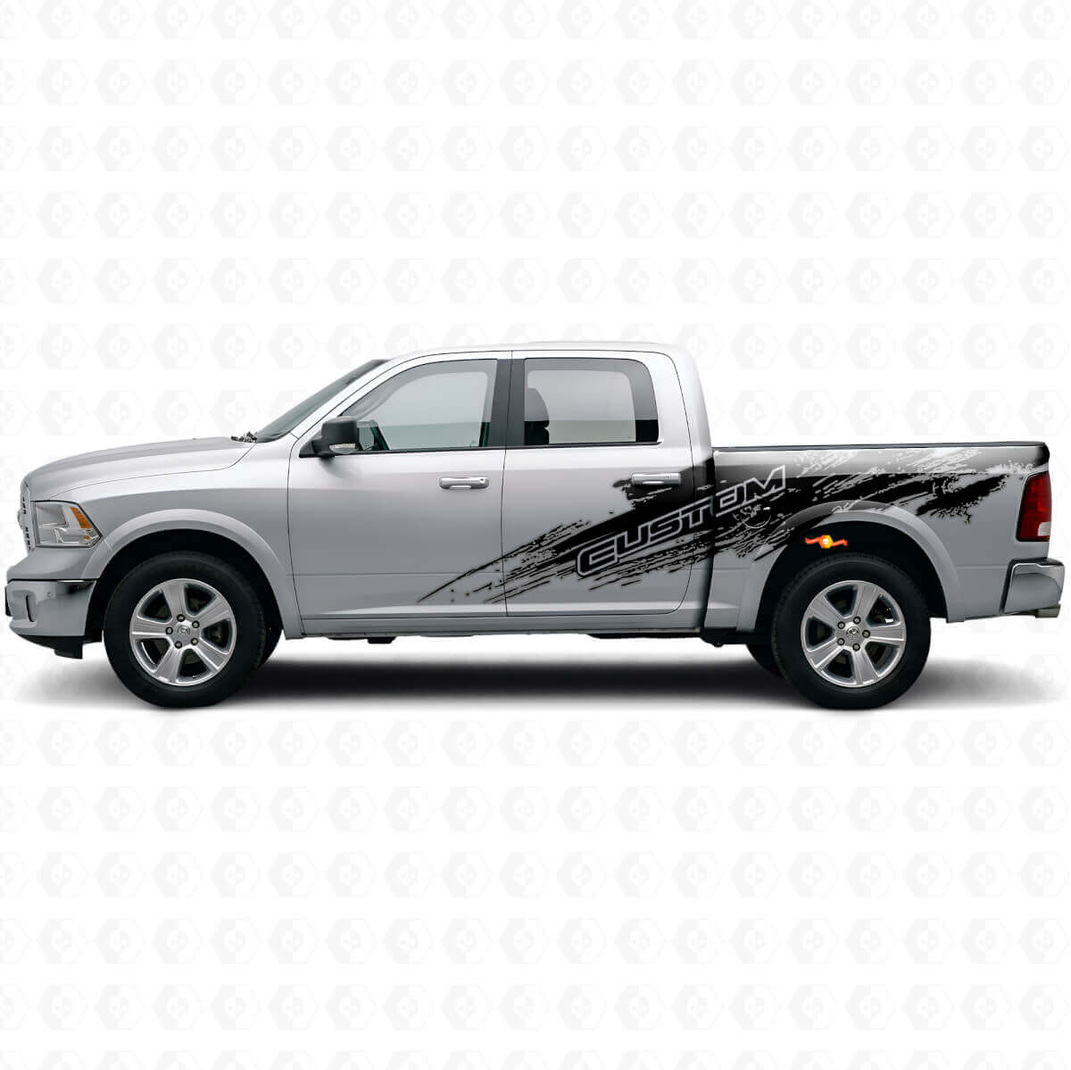 Kit di Adesivi Laterali in Vinile con Lettering Personalizzato Stile Spruzzo di Fango per Dodge Ram