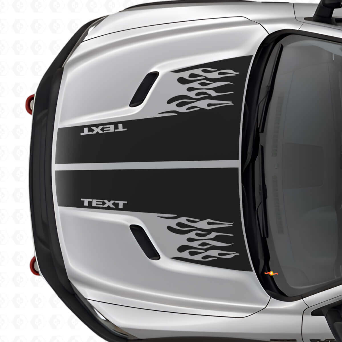 Adesivo in Vinile con Doppie Strisce Stile Fiamme Personalizzate per Cofano Dodge Ram