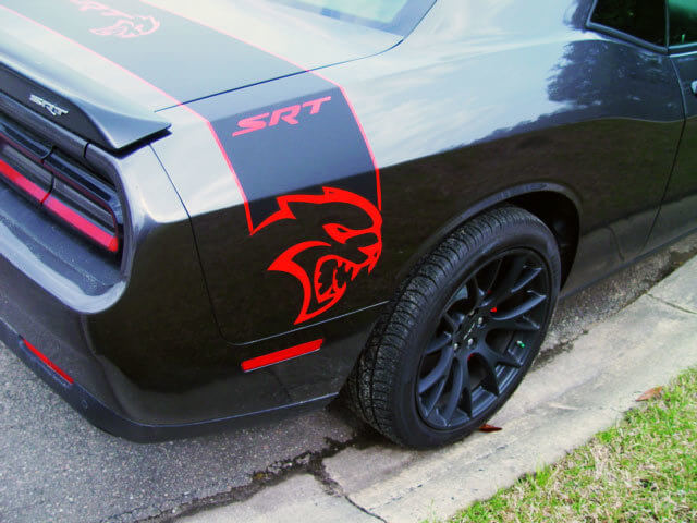 Adesivo in Vinile per Strisce Laterali del Bagagliaio Stile Hellcat per Dodge Challenger