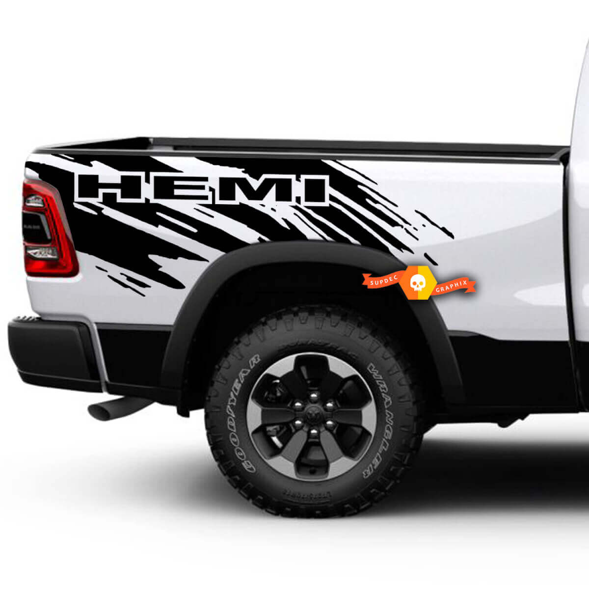 Grafica adesiva in vinile laterale a effetto spruzzo HEMI per Dodge Ram
