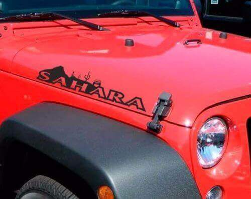 Coppia di Adesivi in Vinile per Cofano Sahara per Jeep Wrangler Sahara Rubicon