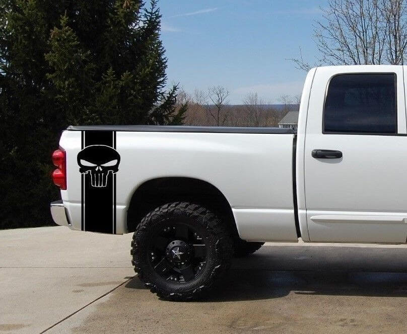 Set di Adesivi a Striscia con Teschio Punisher per Cassone di Pickup