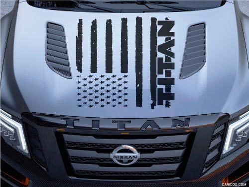 Nissan Titan Logo Hood Truck Vinile Adesivo Decalcomania Grafica Distressed Bandiera americana Pickup
