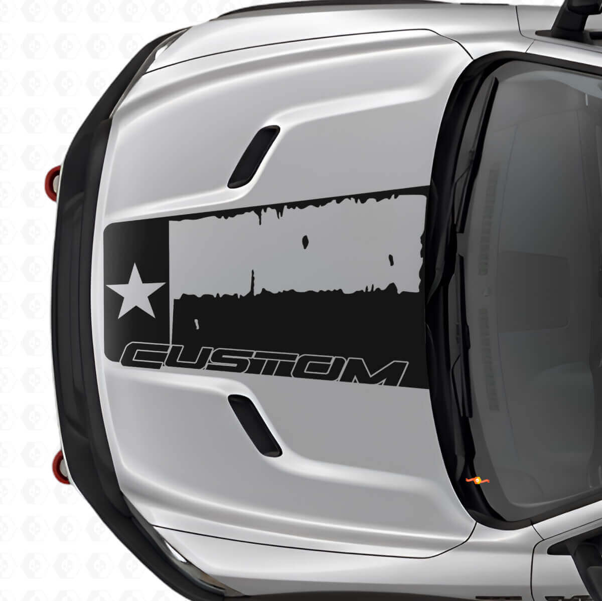 Adesivo Vinilico con Bandiera del Texas Invecchiata per Cofano Dodge Ram 2015–2017